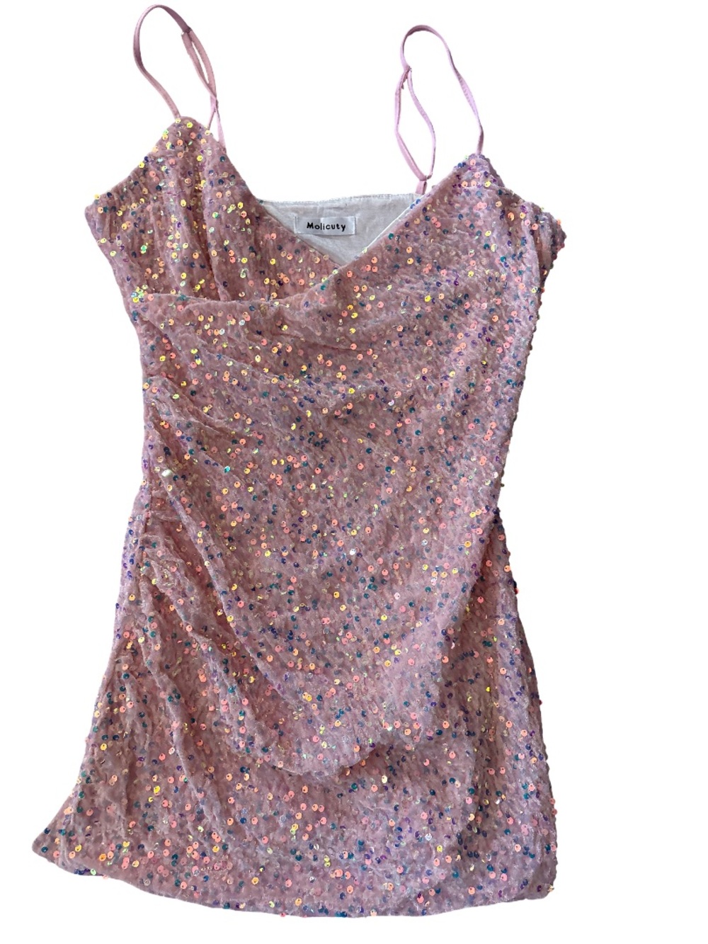 Pink Sequin Slip Dress